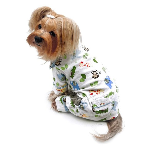 Zoo Animals Flannel Dog Pjs SMALL - Picture 1 of 3